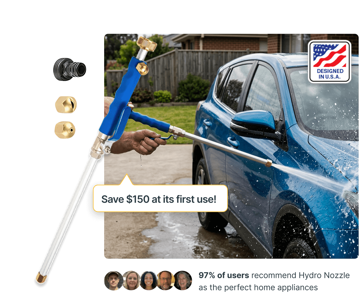 HydroNozzle high-pressure power washer attachment