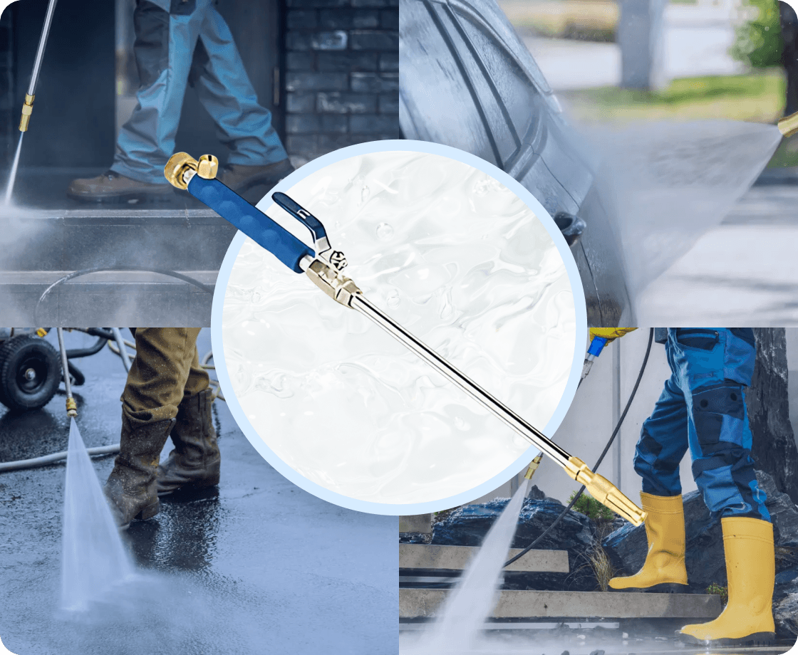 HydroNozzle pressure washer attachment in use