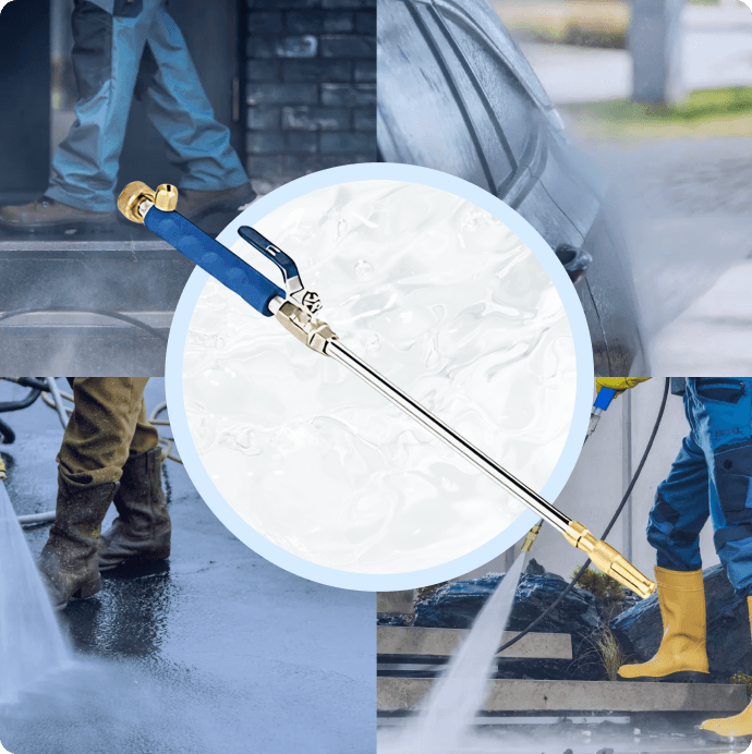 HydroNozzle pressure washer attachment in use